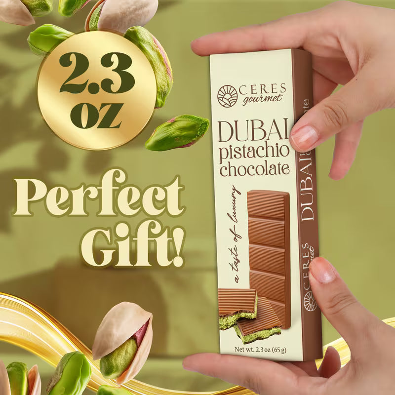 Gudkor Dubai Chocolate Bar ‒ 2.3 oz | Milky Crispy Chocolate with Crunchy Kunafa & Rich Pistachio Paste