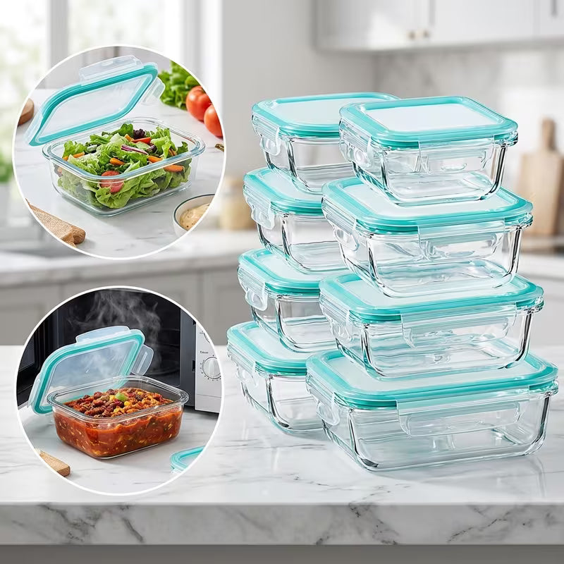 Gudkor 16pcs Glass Container Seal Food Storage Box